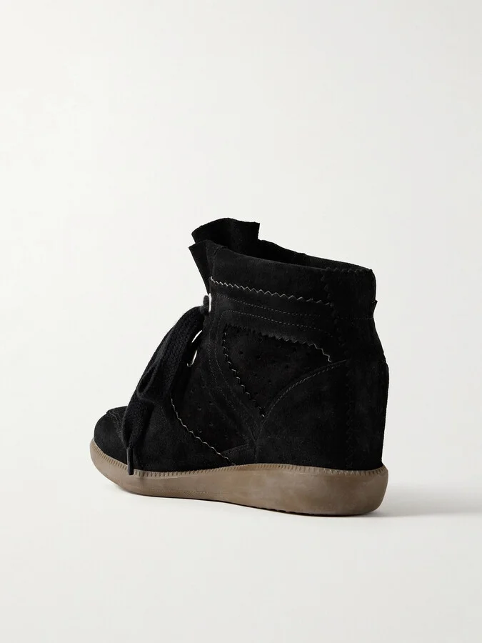 Isabel Marant - Bobby Suede Wedge Sneakers - Black - Image 3