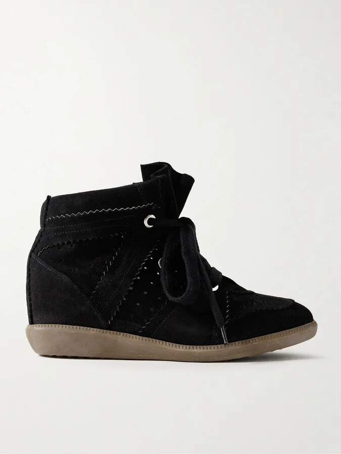 Isabel Marant - Bobby Suede Wedge Sneakers - Black