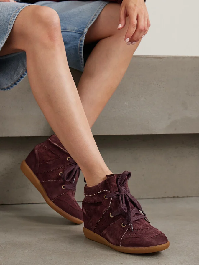 Isabel Marant - Bobby Suede Wedge Sneakers - Purple - Image 2