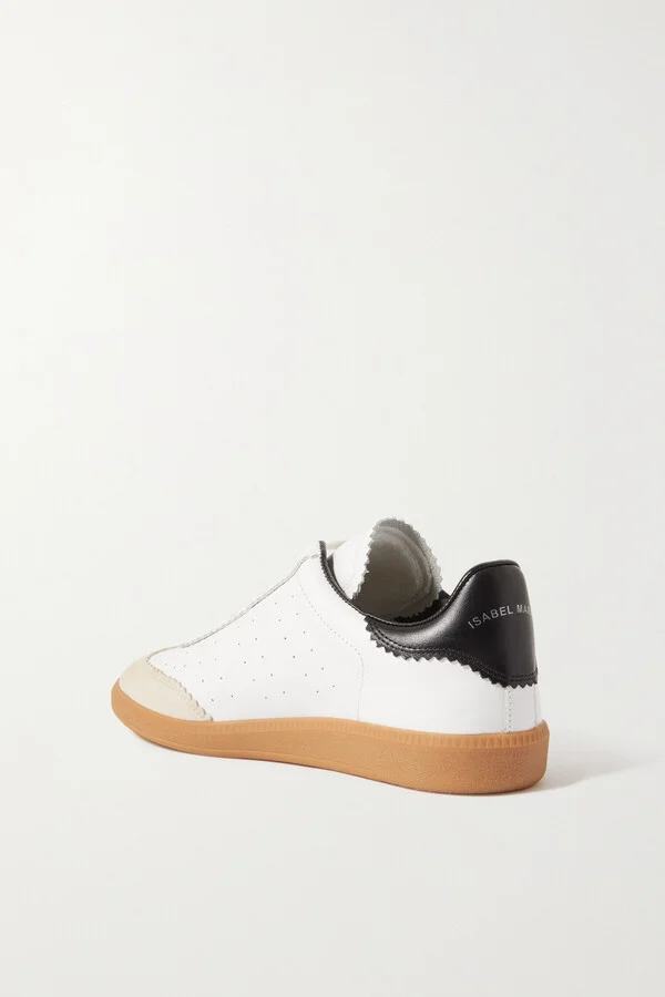 Isabel Marant - Bryce Suede-trimmed Perforated Leather Sneakers - White - Image 3