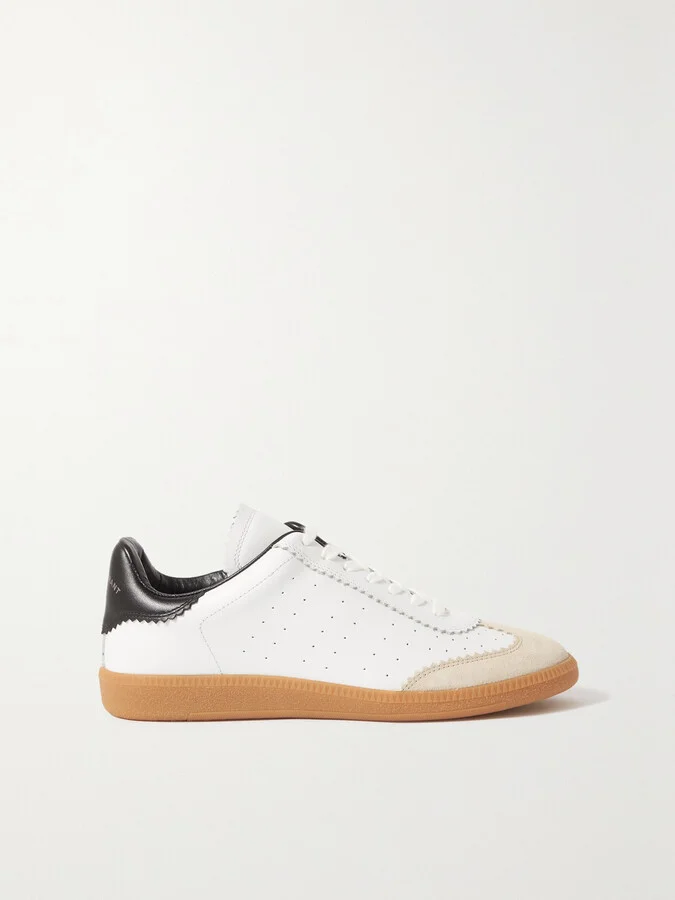 Isabel Marant - Bryce Suede-trimmed Perforated Leather Sneakers - White