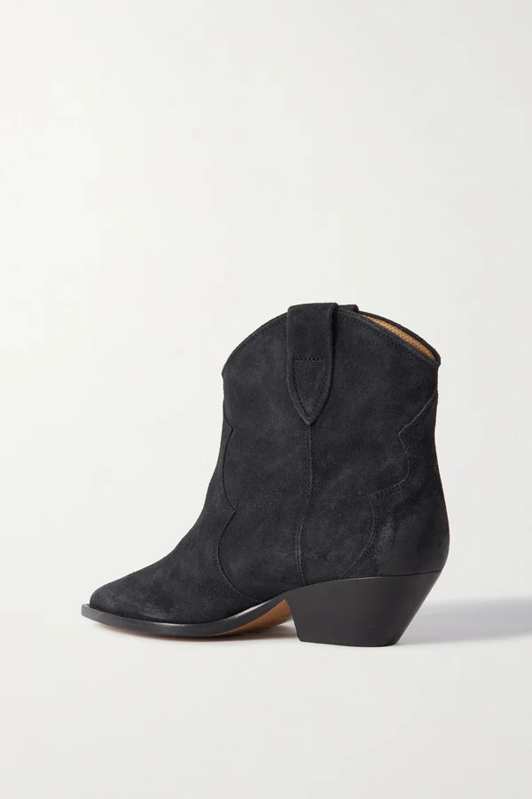 Isabel Marant - Dewina Distressed Suede Ankle Boots - Black - Image 3