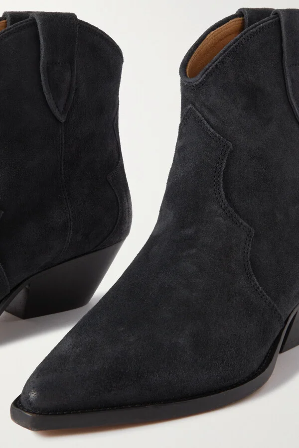 Isabel Marant - Dewina Distressed Suede Ankle Boots - Black - Image 4