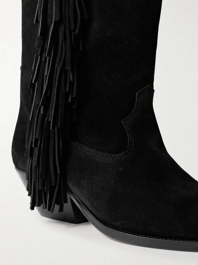 Isabel Marant - Duerto Fringed Suede Boots - Black - Image 4