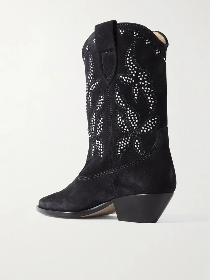 Isabel Marant - Duerto Studded Suede Cowboy Boots - Black - Image 3