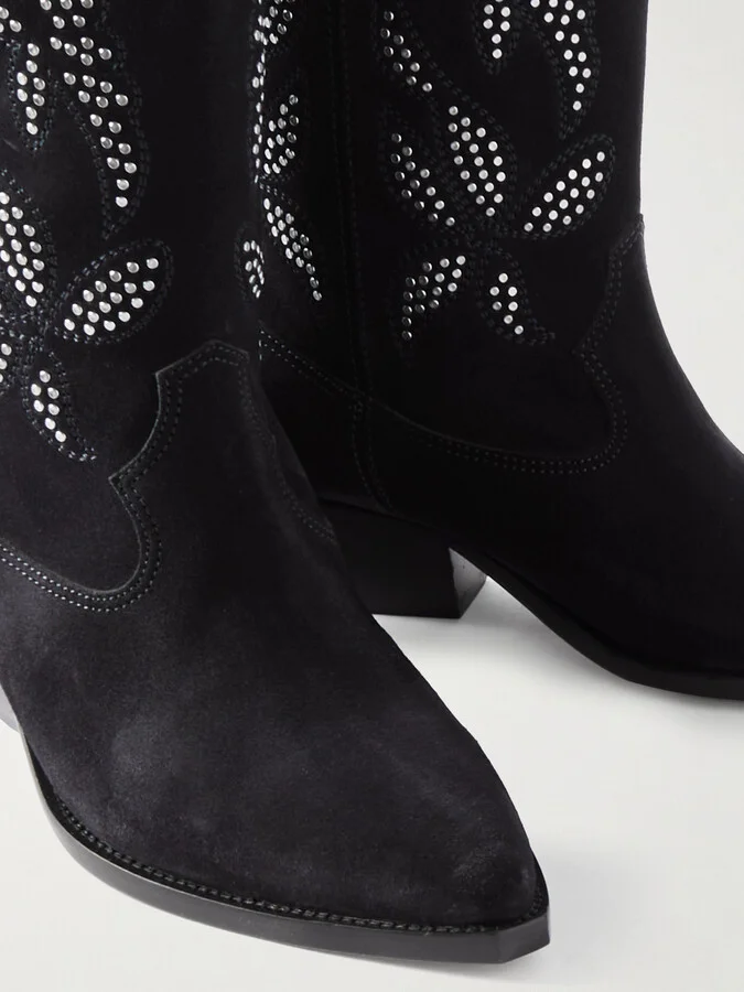 Isabel Marant - Duerto Studded Suede Cowboy Boots - Black - Image 4