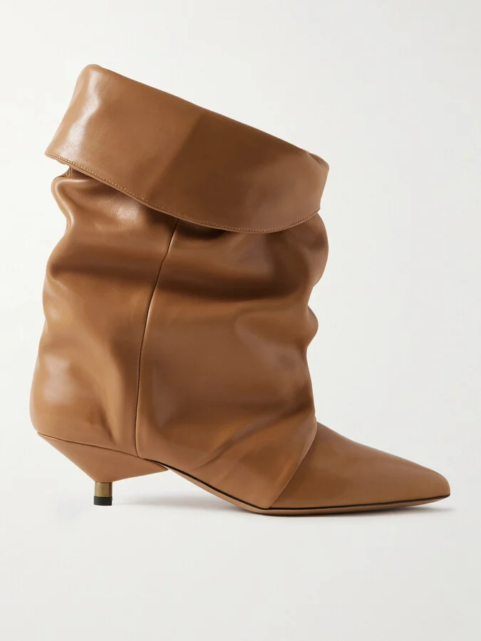 Isabel Marant - Edrik Gathered Leather Ankle Boots - Brown