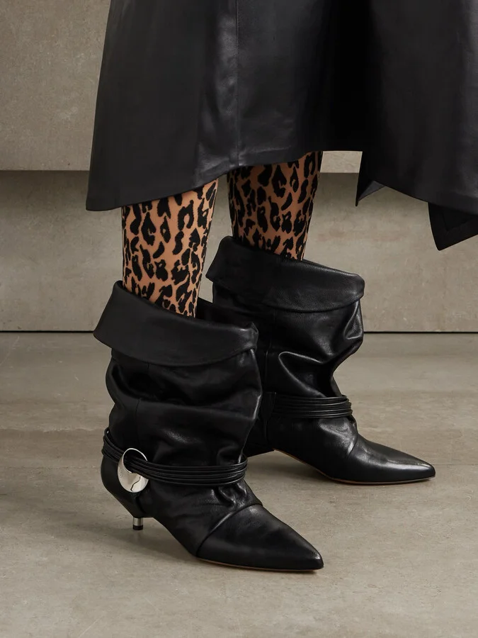 Isabel Marant - Embellished Leather Ankle Boots - Black - Image 2