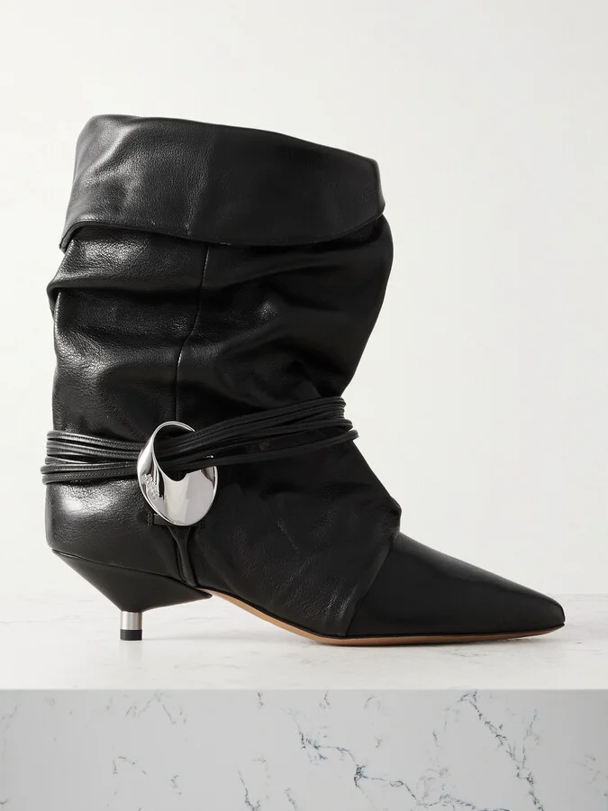 Isabel Marant - Embellished Leather Ankle Boots - Black