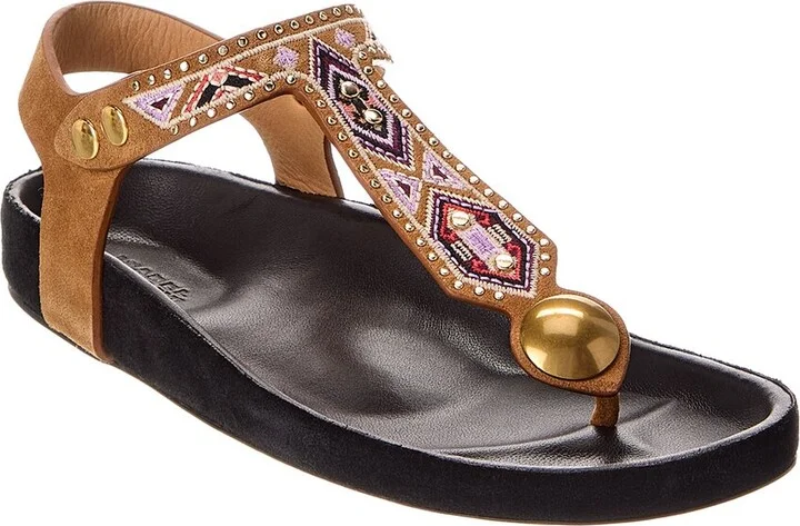 Isabel Marant Enore Embroidered Suede Sandal
