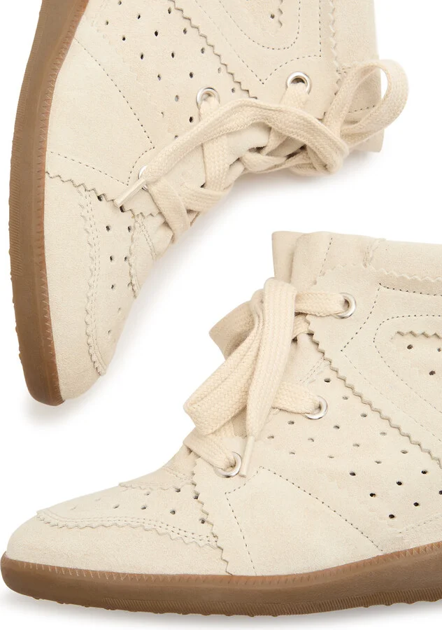 Isabel Marant étoile Bobby 50 Perforated Suede Wedge Sneakers - Image 4