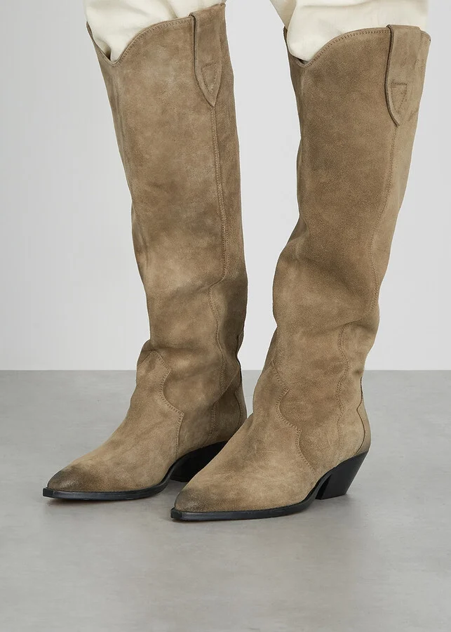 Isabel Marant étoile Denvee 50 Taupe Suede Knee-high Boots - Image 5