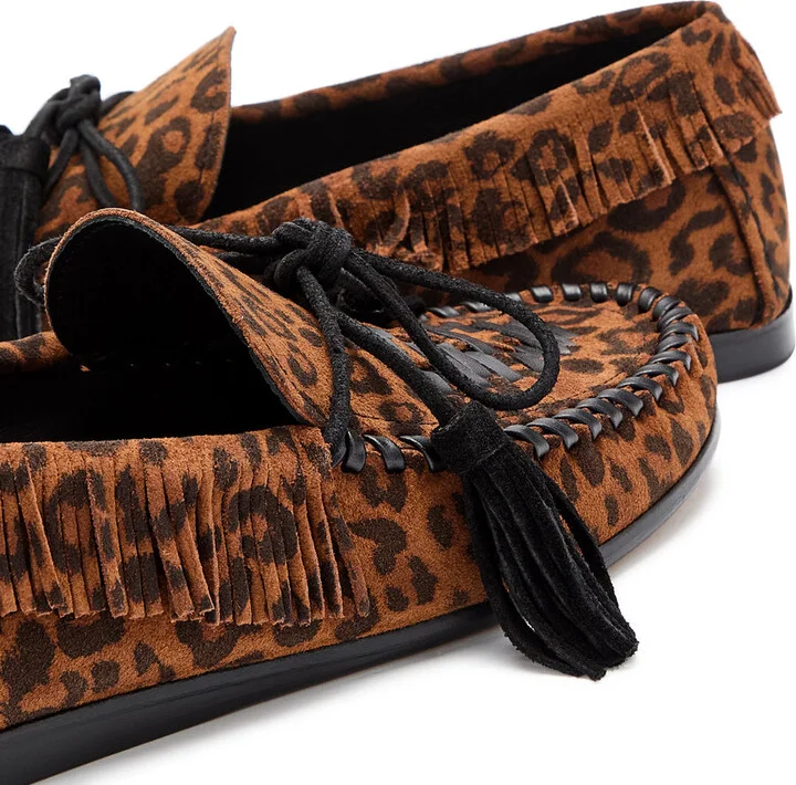 Isabel Marant étoile Fitza Fringed Leopard Suede Loafers - Image 4