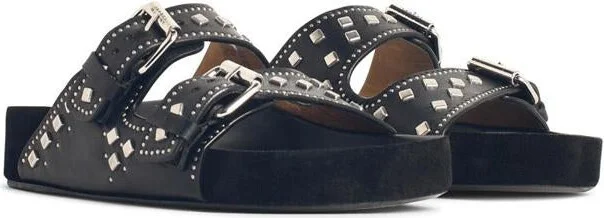 Isabel Marant Étoile 'Lennyo' Black Leather Slippers - Image 2
