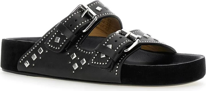 Isabel Marant Étoile 'Lennyo' Black Leather Slippers - Image 4