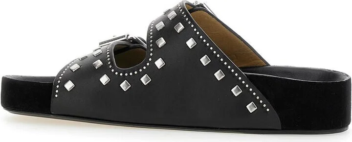 Isabel Marant Étoile 'Lennyo' Black Leather Slippers - Image 6
