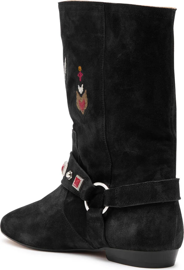 Isabel Marant étoile Siani Embroidered Suede Mid-calf Boots - Image 2