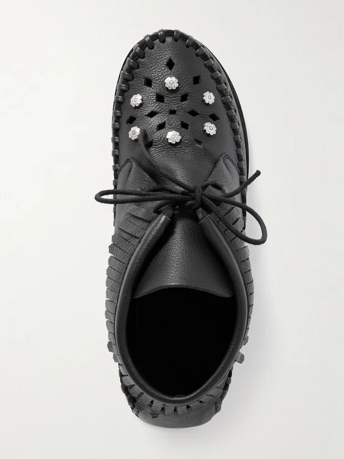 Isabel Marant - Felsa Fringed Embellished Leather Ankle Boots - Black - Image 5