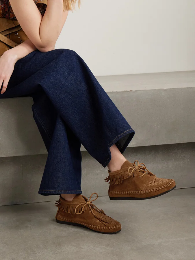 Isabel Marant - Felsa Fringed Tasseled Leather-trimmed Suede Ankle Boots - Brown - Image 2