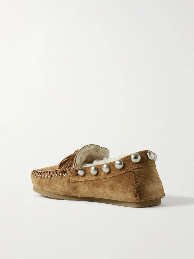 Isabel Marant - Fitza Embellished Suede Loafers - Brown - Image 3
