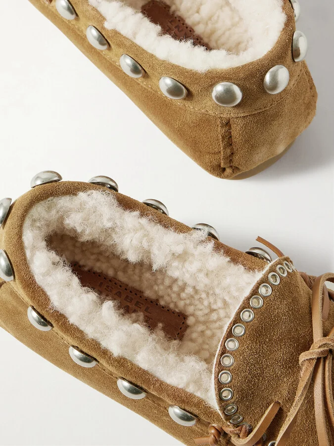 Isabel Marant - Fitza Embellished Suede Loafers - Brown - Image 4