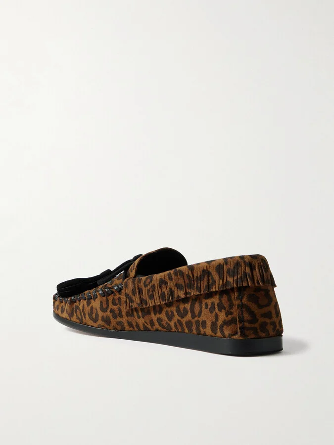 Isabel Marant - Fitza Fringed Leather-trimmed Leopard-print Suede Loafers - Animal print - Image 3