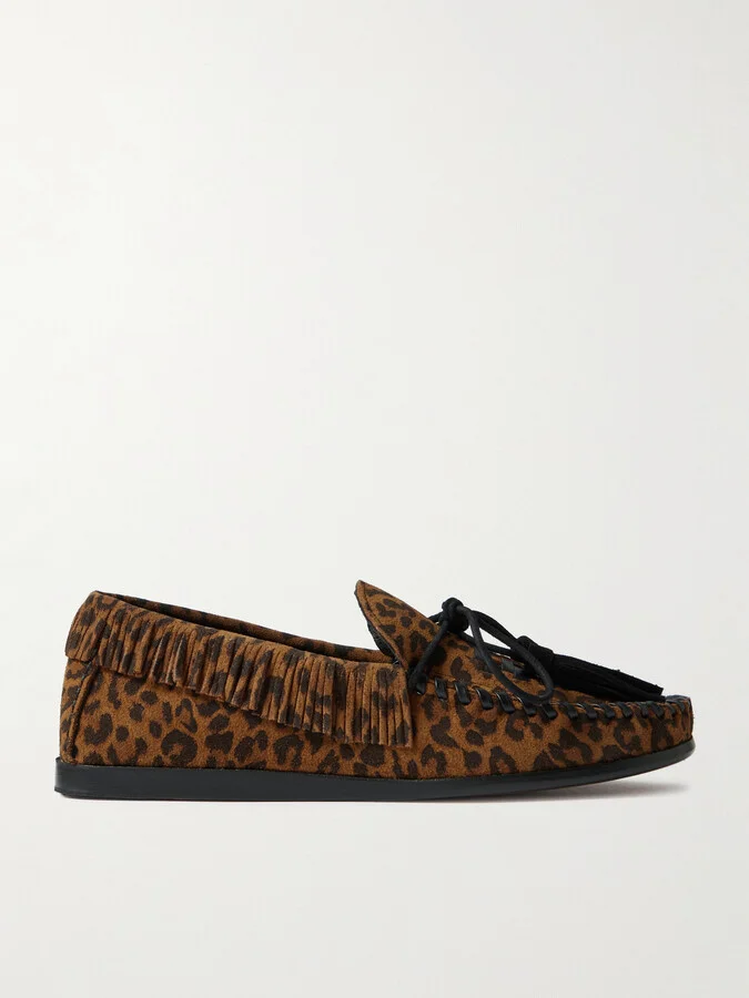 Isabel Marant - Fitza Fringed Leather-trimmed Leopard-print Suede Loafers - Animal print