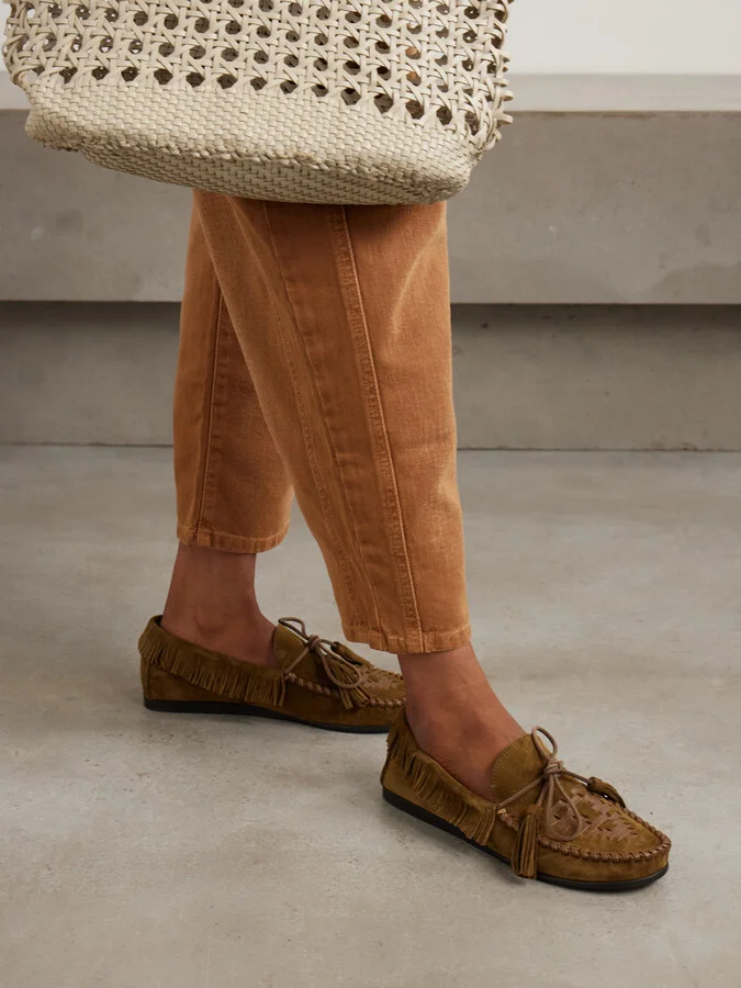 Isabel Marant - Fitza Tasseled Fringed Leather-trimmed Suede Loafers - Brown - Image 2