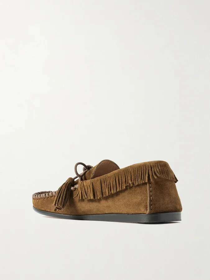 Isabel Marant - Fitza Tasseled Fringed Leather-trimmed Suede Loafers - Brown - Image 3