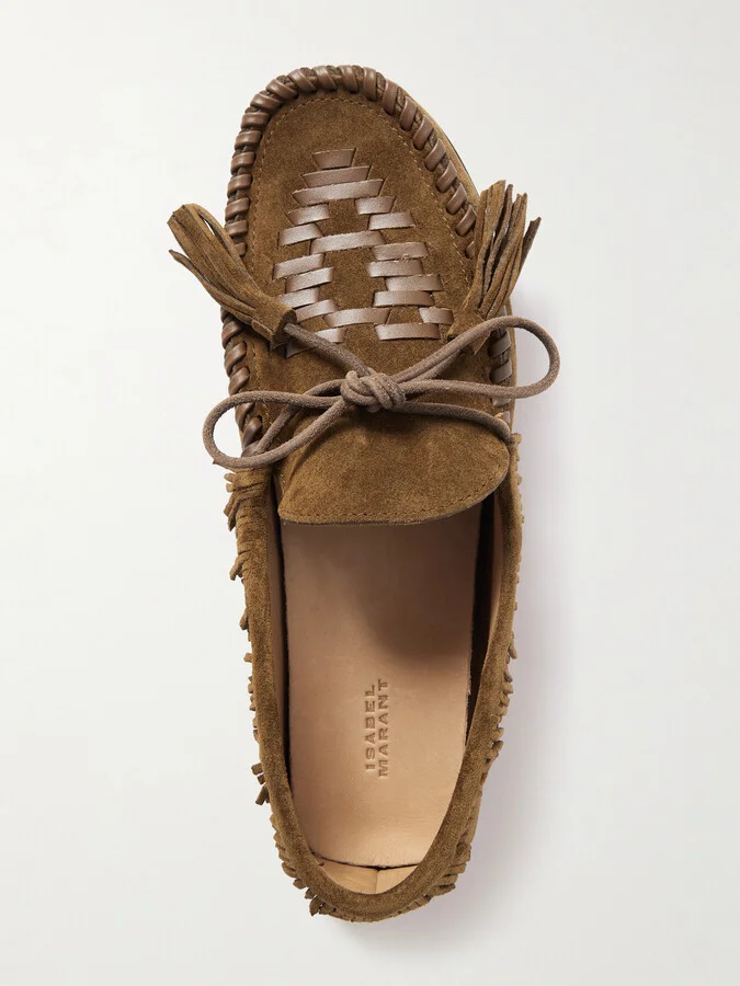 Isabel Marant - Fitza Tasseled Fringed Leather-trimmed Suede Loafers - Brown - Image 5