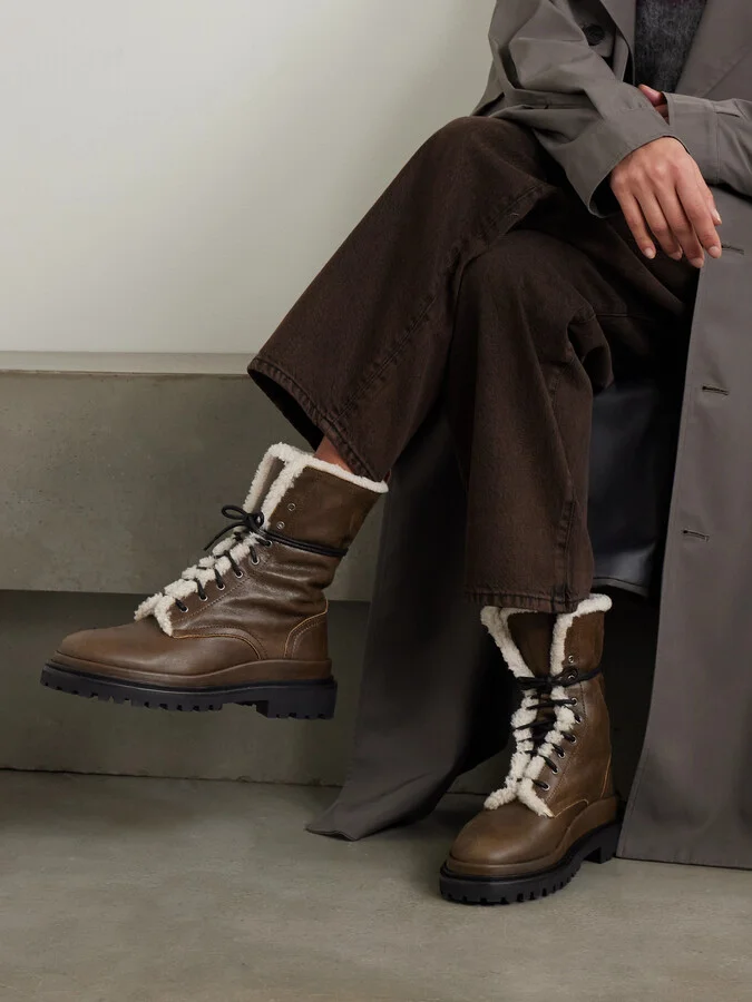 Isabel Marant - Ghiso Shearling-lined Leather Ankle Boots - Brown - Image 2