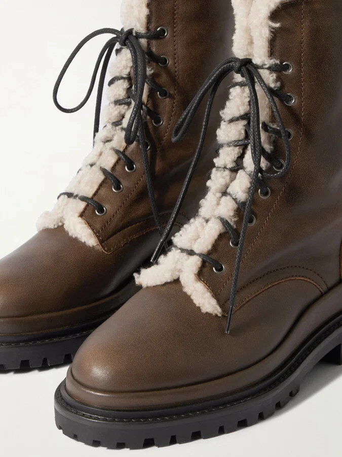 Isabel Marant - Ghiso Shearling-lined Leather Ankle Boots - Brown - Image 4