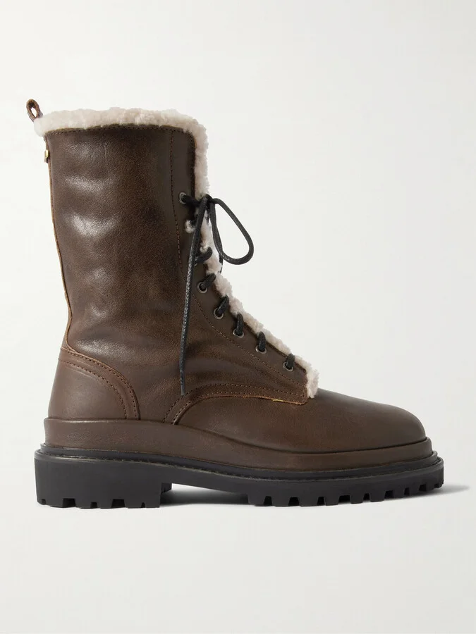 Isabel Marant - Ghiso Shearling-lined Leather Ankle Boots - Brown