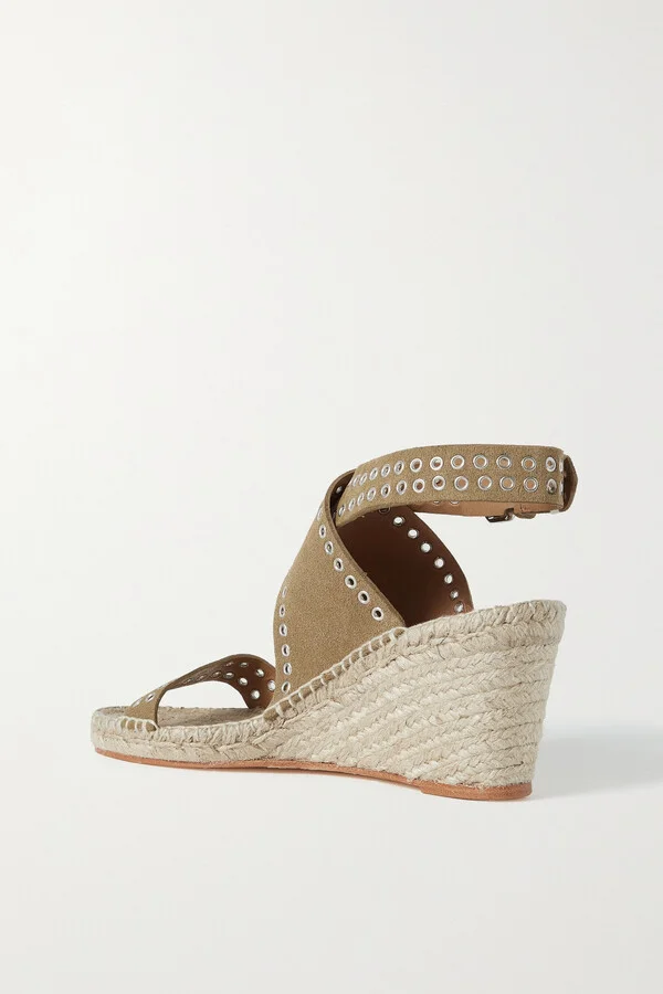 Isabel Marant - Iriane Embellished Suede Wedge Espadrilles - Neutrals - Image 3