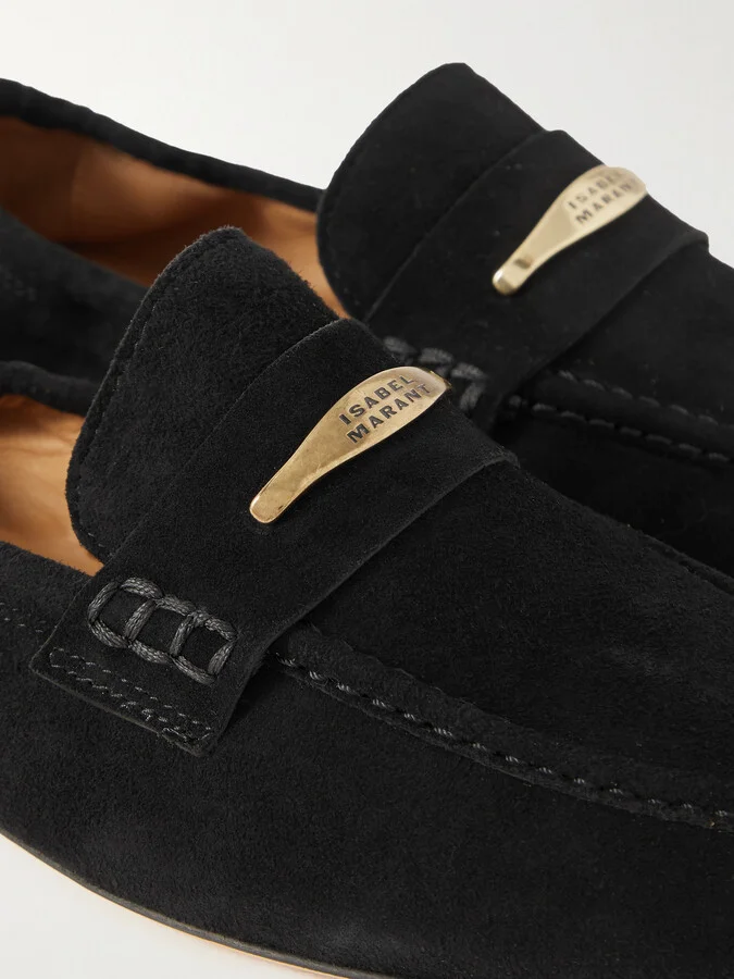 Isabel Marant - Iseri Embellished Suede Loafers - Black - Image 4