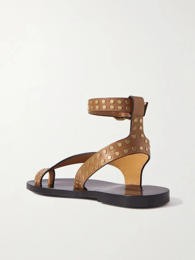Isabel Marant - Jiona Studded Leather Slingback Sandals - Brown - Image 3