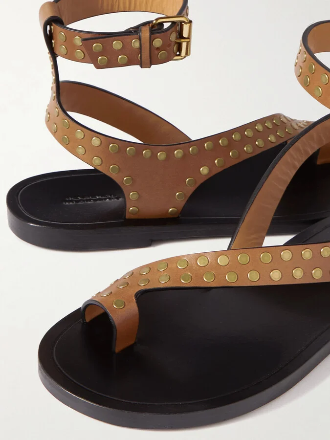 Isabel Marant - Jiona Studded Leather Slingback Sandals - Brown - Image 4