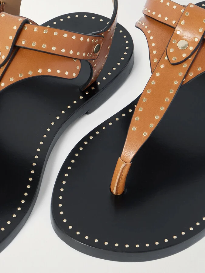Isabel Marant - Joony Studded Leather Sandals - Brown - Image 4
