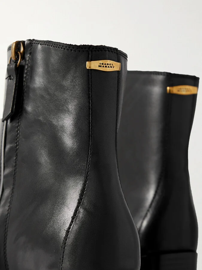 Isabel Marant - Julda Embellished Leather Ankle Boots - Black - Image 4