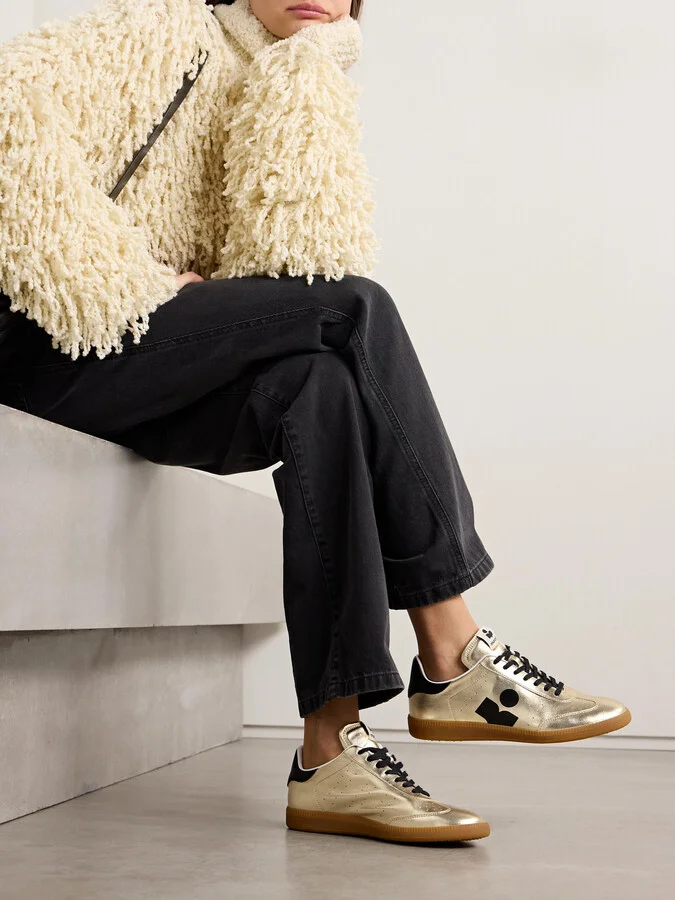 Isabel Marant - Kaycee Metallic Leather Sneakers - Gold - Image 2