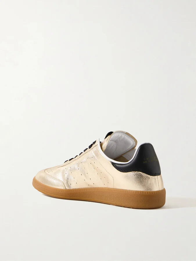 Isabel Marant - Kaycee Metallic Leather Sneakers - Gold - Image 3