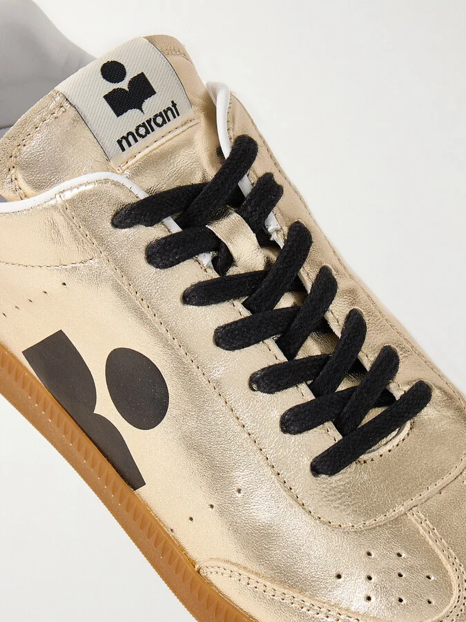 Isabel Marant - Kaycee Metallic Leather Sneakers - Gold - Image 4
