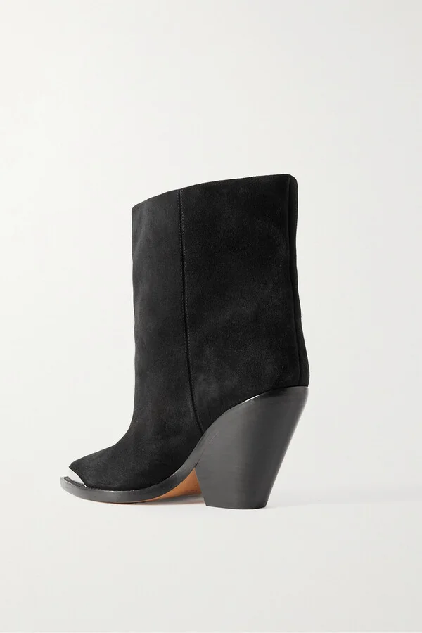 Isabel Marant - Ladel Embellished Suede Ankle Boots - Black - Image 3