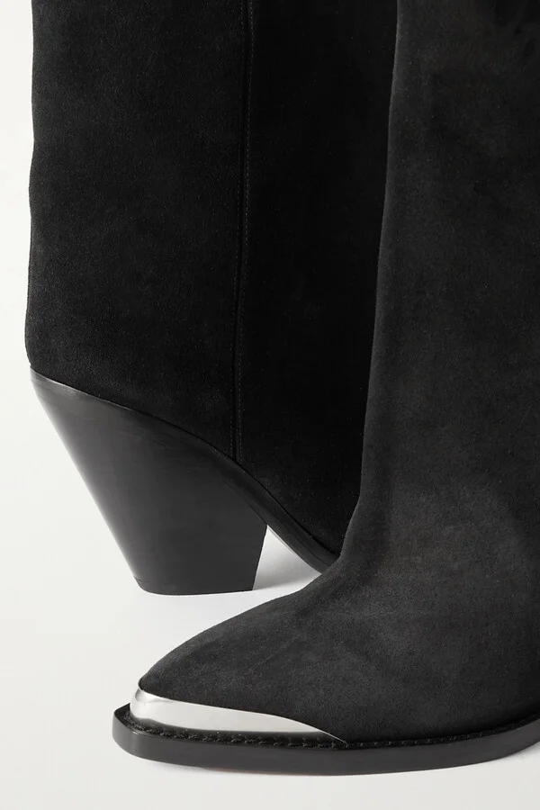Isabel Marant - Ladel Embellished Suede Ankle Boots - Black - Image 4