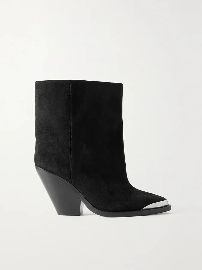 Isabel Marant - Ladel Embellished Suede Ankle Boots - Black