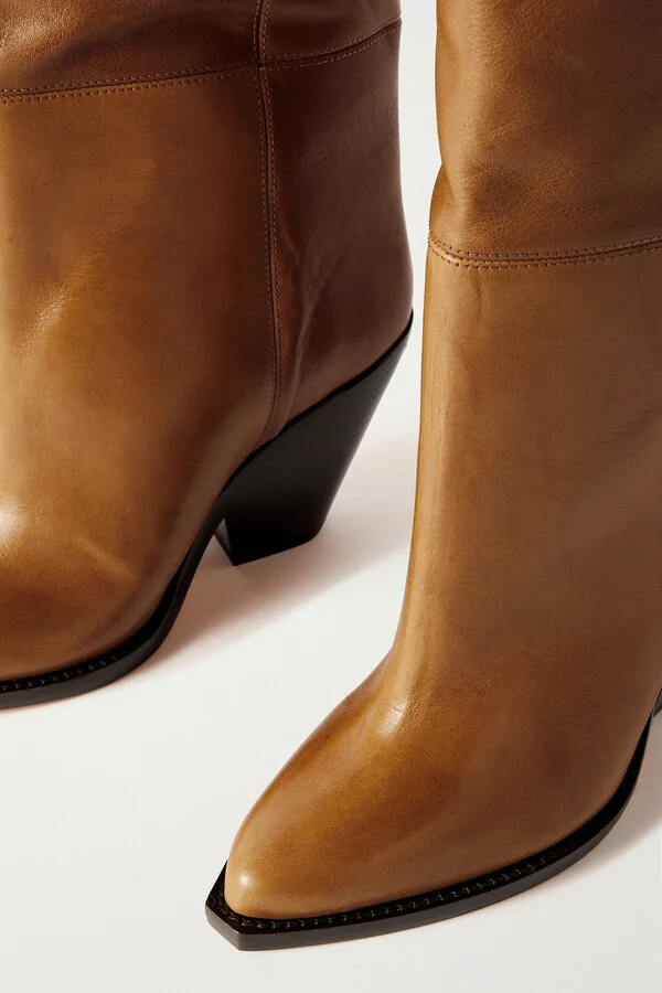 Isabel Marant - Lalex Paneled Leather Thigh Boots - Brown - Image 4