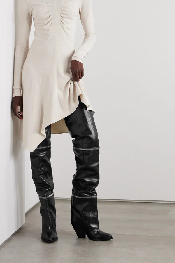 Isabel Marant - Lelodie Zip-embellished Leather Over-the-knee Boots - Black - Image 2
