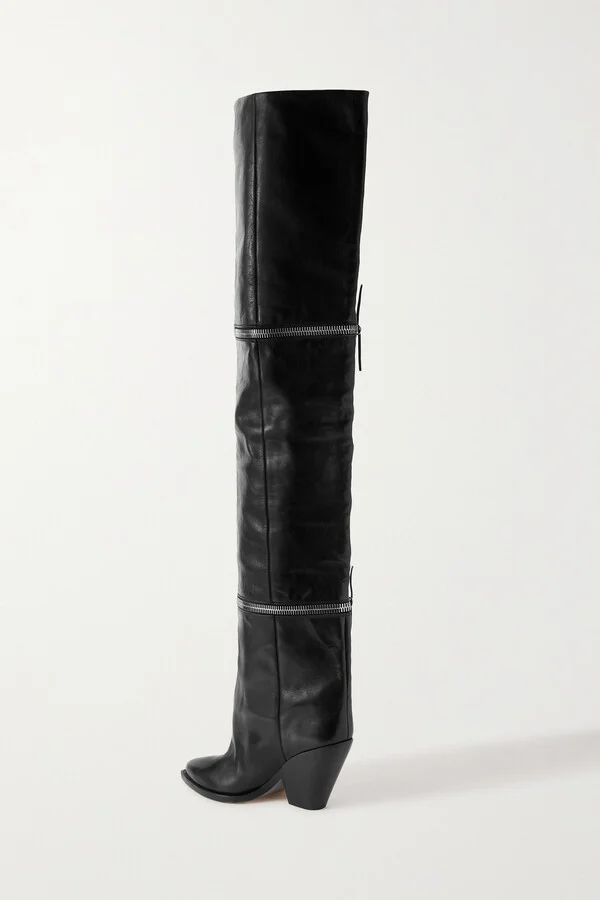 Isabel Marant - Lelodie Zip-embellished Leather Over-the-knee Boots - Black - Image 3