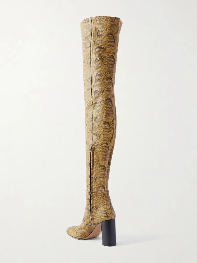 Isabel Marant - Lelta Snake-effect Leather Over-the-knee Boots - Yellow - Image 3