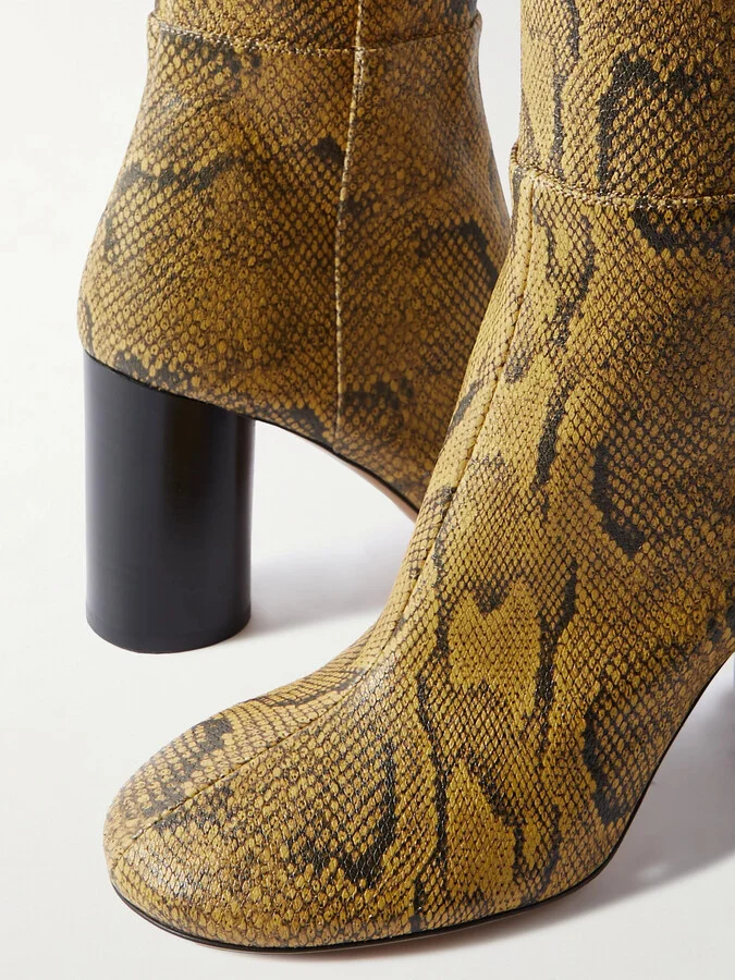 Isabel Marant - Lelta Snake-effect Leather Over-the-knee Boots - Yellow - Image 4